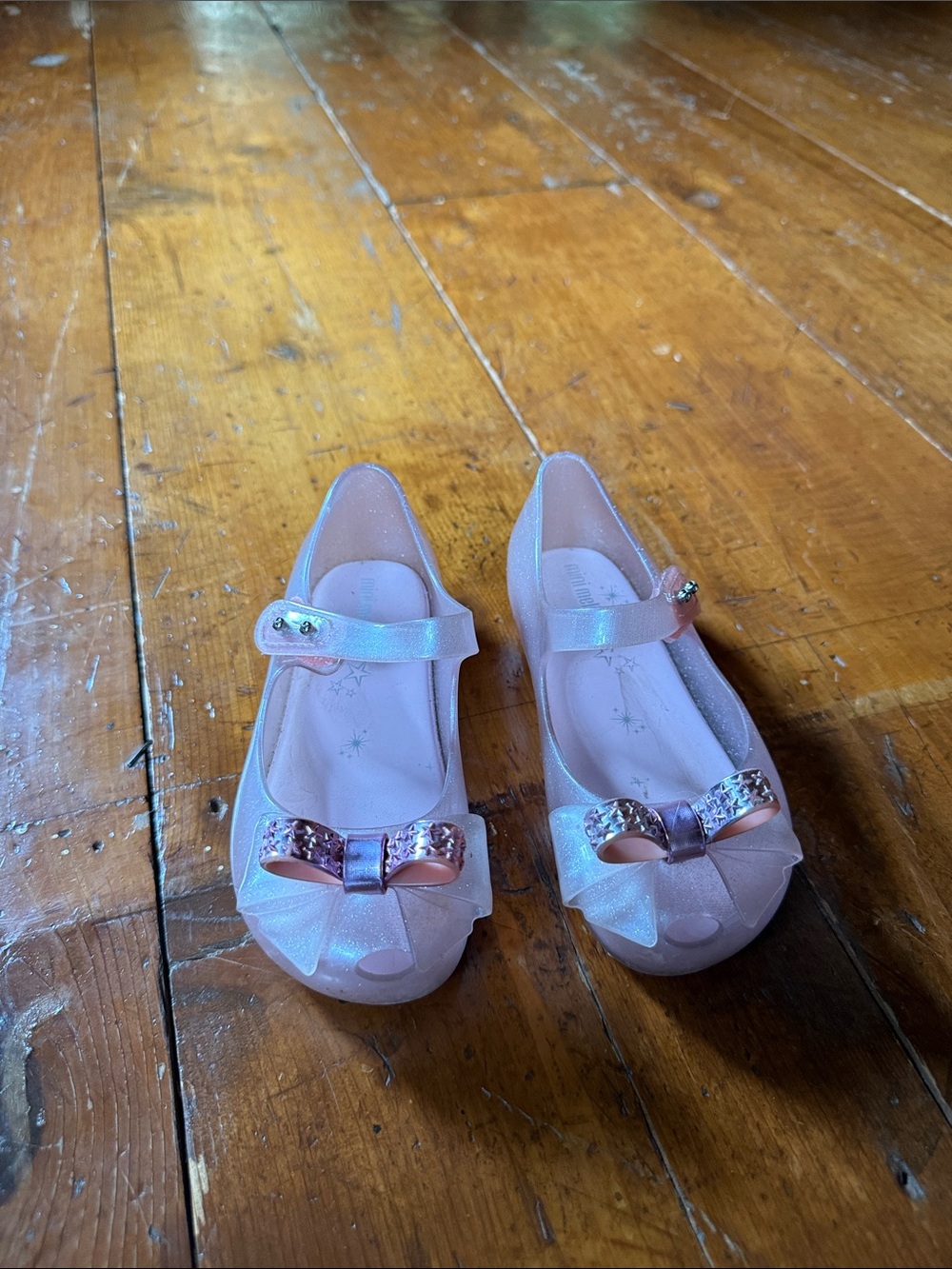 Mini Melissa Shimmery Pink Bow Mary Jane Kids Shoes